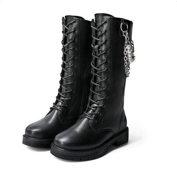 DREAM PAIRS Girls Riding Boots Knee High Side Zipper Mid Calf Charms - Picture 1 of 1